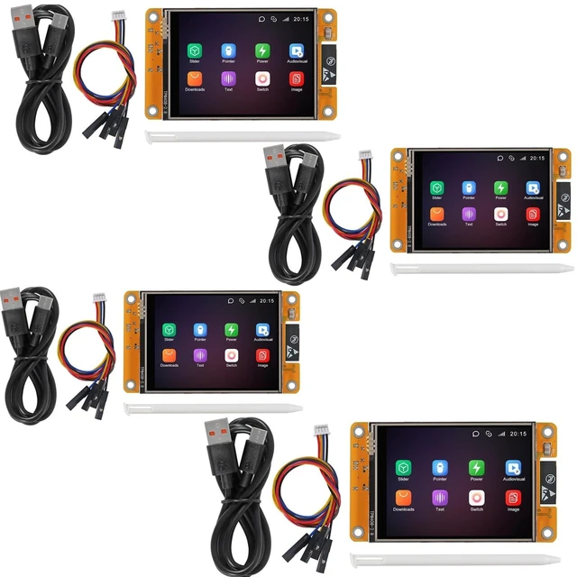 Main image of 4pcs ESP32 LVGL WiFi & Bluetooth Development Board 2.4 inch LCD TFT Module 240 * 320 Smart Display Screen with Touch for Arduino