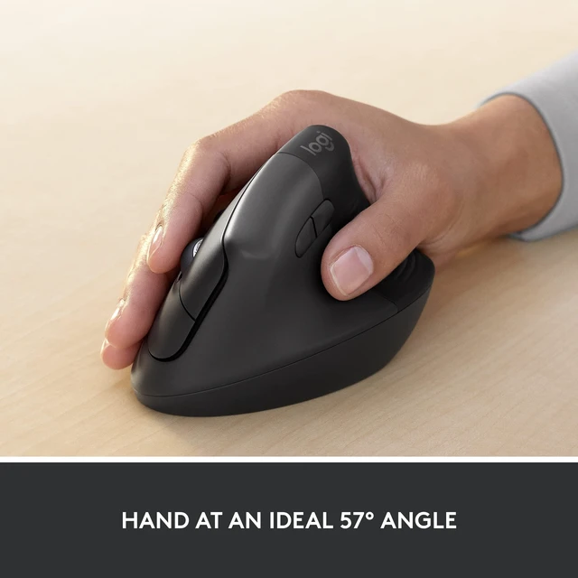 Alt view image 5 of 5 - Logitech Lift for Business Vertical Ergonomic Wireless Mouse - Graphite