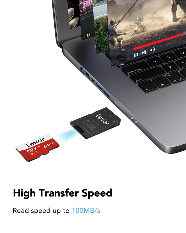 Alt view image 2 of 5 - Lexar E-Series 64GB 2 PK Micro SD Card microSDXC UHS-I Flash Memory Card