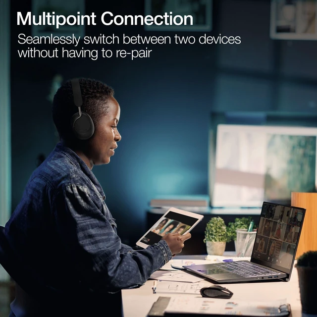 Alt view image 5 of 5 - Naztech Aura 360 Midnight 24HR ANC Over Ear Headphone Wireless, Noise Cancelling Headphones Over Ear, Bluetooth Headphone Gym, Active Noise Cancelling Head Phones, Multipoint Connection Dual Vo