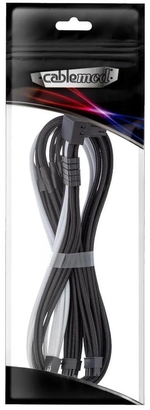 Alt view image 4 of 4 - CableMod C-Series Pro ModMesh Sleeved 12V-2x6 12VHPWR 90 StealthSense PCIe Cable for Corsair Type 5 RMX Shift - Variant B (Black + White, 90 16-pin to Triple 8-pin, 65cm)