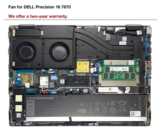 Alt view image 5 of 5 - BestParts New CPU+GPU Cooling Fan Replacement for DELL Precision 16 7670, P/N: 0MFWHG MFWHG (Note: Only for RTX A3000/ A4500/ A5500/ 3080 Ti Series)
