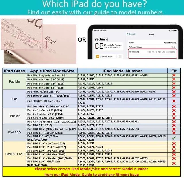 Alt view image 2 of 5 - DuraSafe Cases for iPad Pro 11 inch 4th 3rd 2nd Generation Case A2759 A2762 MNXE3LL/A MNXD3LL/A MNXG3LL/A MNXF3LL/A A2377 MNXJ3LL/A MNXH3LL/A MNXN3LL/A MP553LL/A A2228 MY232LL/A MY252LL/A - Black
