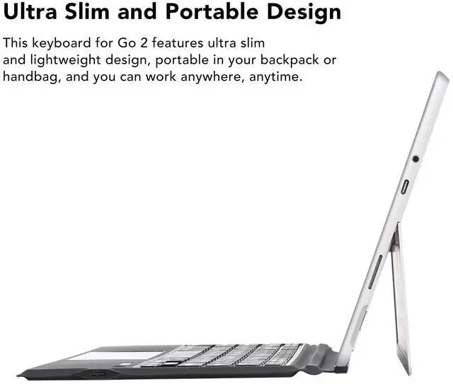 Alt view image 4 of 5 - XUMIUZIY Wireless Keyboard for Go 3/2/1, Ultra Slim Portable Bluetooth Keyboard with Touchpad, Detachable Key Board Backlit with PU Leather (Regular Style)
