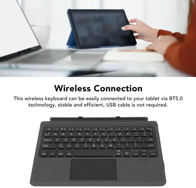Alt view image 5 of 5 - XUMIUZIY Wireless Keyboard for Go 3/2/1, Ultra Slim Portable Bluetooth Keyboard with Touchpad, Detachable Key Board Backlit with PU Leather (Regular Style)