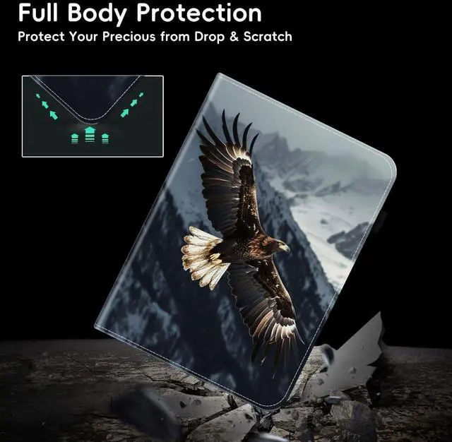 Alt view image 3 of 5 - smauncucn Case for iPad Pro 11-inch M4 (2024) (Model Number: A2836/A2837/A3006),Wallet PU Leather Folio Cover Multi-Angle Stand with Auto Wake/Sleep,Bald Eagle Flying in The Sky