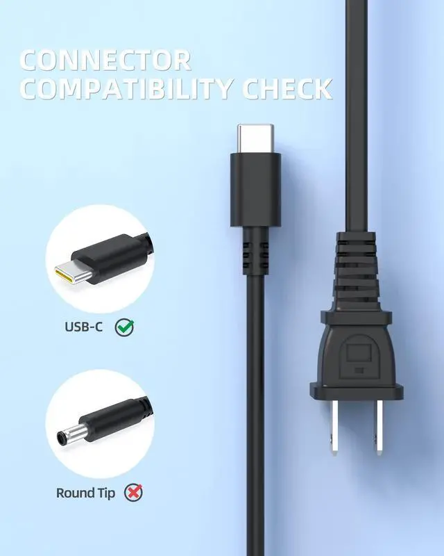 Alt view image 3 of 5 - 65W AC Charger Replacement for Acer Swift-Edge 16 SFE16-44, Swift-Go 14 SFG14-41, Swift-Go 14 AI SFG14-01, Swift AI SF14-11T SF14-11, TravelMate P6 TMP614P-52 Laptop Power Supply Cord