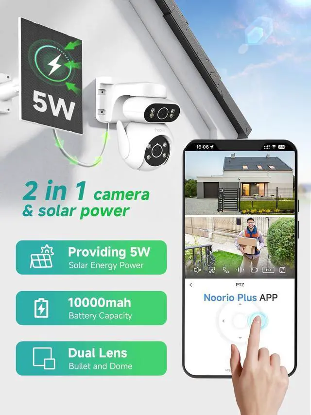 Alt view image 2 of 5 - Noorio 4G LTE Cellular Solar Security Camera Wireless Outdoor