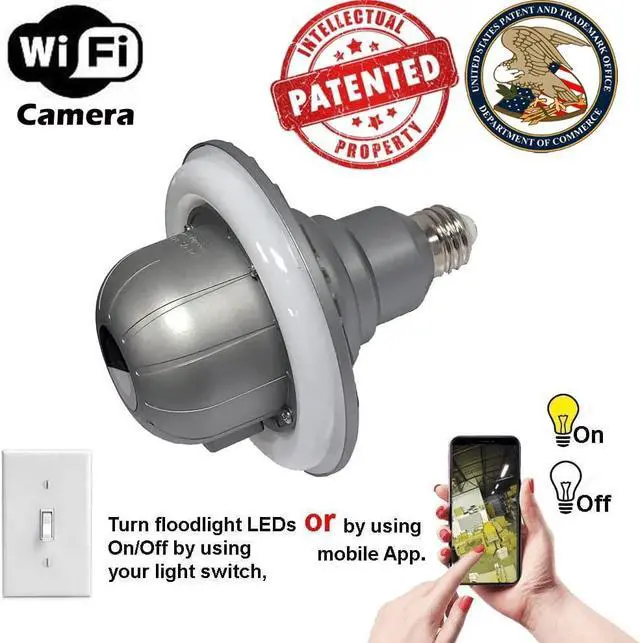 Alt view image 2 of 5 - Zeus CCTV WiFi Floodlight Bulb Camera Home Security System Wireless Outdoor Waterproof Remote Control Camera Night Vision 1080p E26 LED Floodlight Cam (32GB, Single Camera Model)