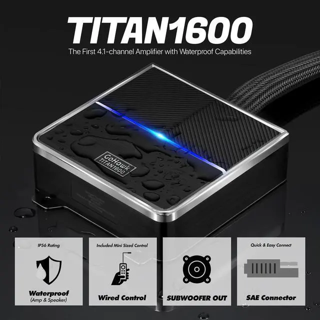 Alt view image 3 of 5 - GoHawk Motorcycle Bluetooth Speakers ^^ 4-Speaker Waterproof 4.1-Channel Amplifier Audio System w/ 4.25" Speakers ^^ Handlebar-Mounted Music Stereo for Harley, ATV, UTV ^^ FM Radio, USB/AUX