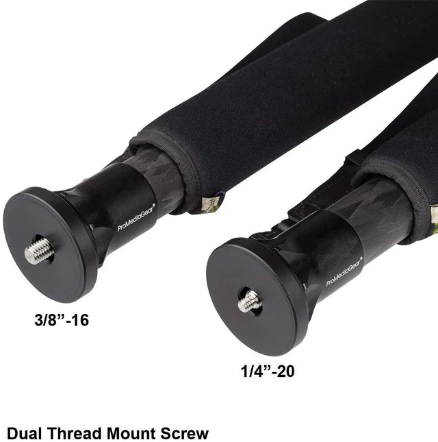 Alt view image 4 of 5 - ProMediaGear TR34M 34 Series Carbon Fiber Monopod with Reversible 1/4"-20 and 3/8"-16 Threaded Adapter, 34mm Diameter, 50 lb Payload, Max Height: 63"