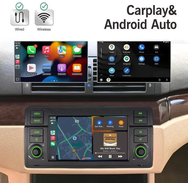 Alt view image 2 of 5 - Car Radio for BMW E46 3 Series 1999-2005 Carplay Android Auto Bluetooth