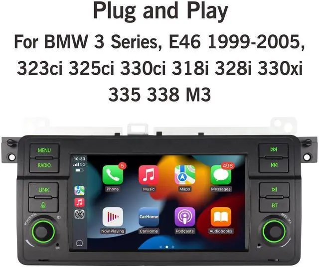 Alt view image 4 of 5 - Car Radio for BMW E46 3 Series 1999-2005 Carplay Android Auto Bluetooth