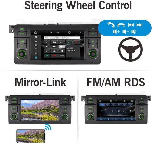 Alt view image 5 of 5 - Car Radio for BMW E46 3 Series 1999-2005 Carplay Android Auto Bluetooth