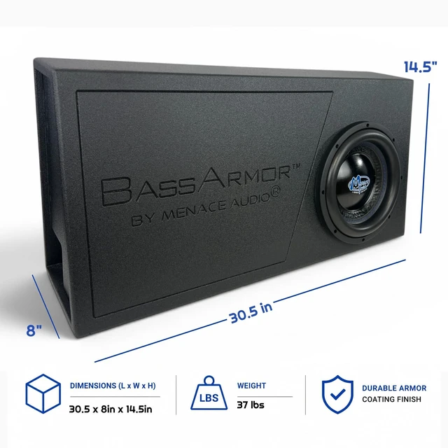 Alt view image 2 of 5 - MENACE AUDIO BASSARMOR 10" Loaded Truck Subwoofer Enclosure MA-LTB1004AR