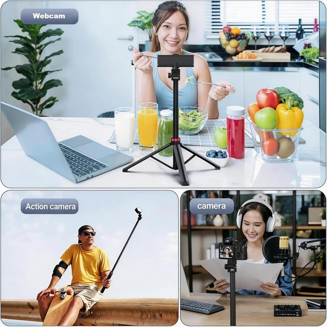 Alt view image 2 of 5 - 80'' Webcam-Tripod Floor-Stand for Logitech Brio-101 100 / Brio 301 300 / C920x / MX Brio 4K / C922x / C925e / Brio 500 / Brio 4K Webcams