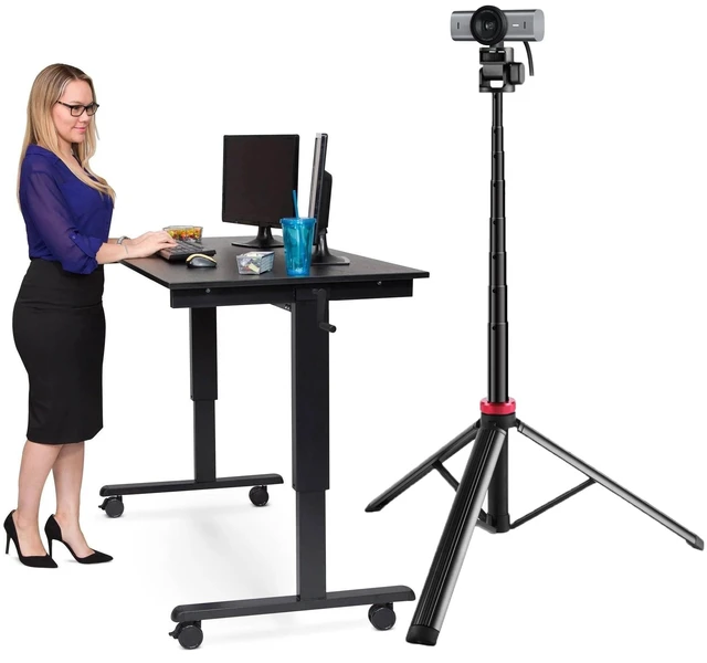 Alt view image 4 of 5 - 80'' Webcam-Tripod Floor-Stand for Logitech Brio-101 100 / Brio 301 300 / C920x / MX Brio 4K / C922x / C925e / Brio 500 / Brio 4K Webcams