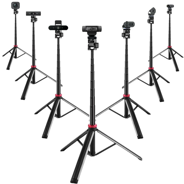 Alt view image 3 of 5 - 80'' Webcam-Tripod Floor-Stand for Logitech Brio-101 100 / Brio 301 300 / C920x / MX Brio 4K / C922x / C925e / Brio 500 / Brio 4K Webcams