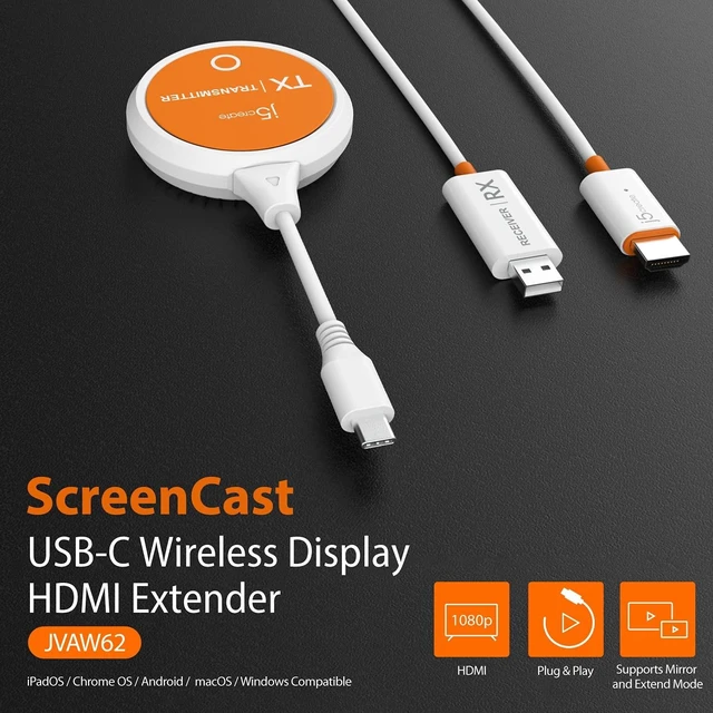 Alt view image 2 of 5 - j5create ScreenCast USB-C to HDMI Wireless Display Transmitter and Receiver