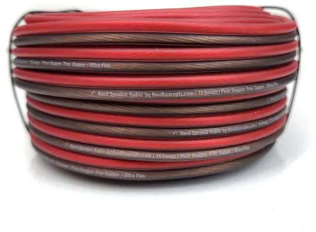 Main image of KnuKonceptz Kord Speaker Kable 16 Gauge Oxygen Free Copper Speaker Wire 100' Red/Black