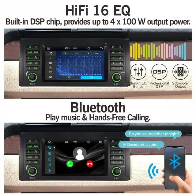 Alt view image 3 of 5 - Car Radio for BMW E39 3 Series X5 M5 Carplay Android Auto Bluetooth