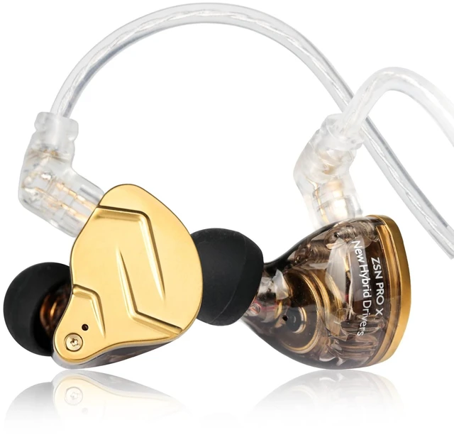 Main image of Kinboofi KZ ZSN PRO X 1BA 1DD Hybrid HiFi Earphone in Ear Headphone Monitor ZSN Prox Stereo Sound KZ IEM with Detachable Cable for Musician Drummer (Golden NO Microphone)