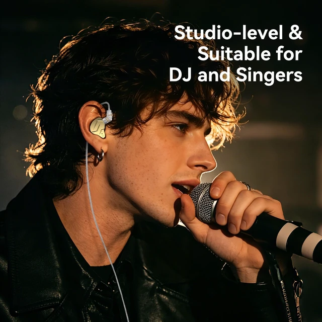 Alt view image 3 of 5 - Kinboofi KZ ZSN PRO X 1BA 1DD Hybrid HiFi Earphone in Ear Headphone Monitor ZSN Prox Stereo Sound KZ IEM with Detachable Cable for Musician Drummer (Golden NO Microphone)