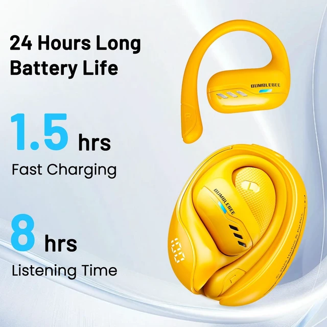 Alt view image 4 of 5 - Transformers Open Ear Headphones Wireless Bluetooth 5.4, Hanging Earbuds with Earhooks, IPX5 Waterproof for Trainning Running Workout