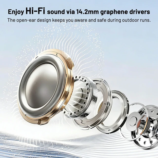 Alt view image 3 of 5 - Transformers Open Ear Headphones Wireless Bluetooth 5.4, Hanging Earbuds with Earhooks, IPX5 Waterproof for Trainning Running Workout
