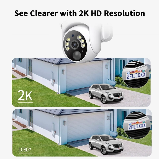 Alt view image 4 of 5 - SEHMUA 2K Solar Security Cameras Wireless Outdoor, 4 Pack 360 View Pan/Tilt WiFi Security Camera Outside with Color Night Vision, Easy to Install, PIR Alarm, 2-Way Audio, White