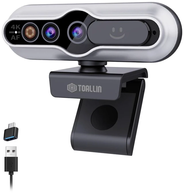 Main image of TOALLIN 4K Webcam for PC, Windows Hello Compatible, IR Facial Recognition