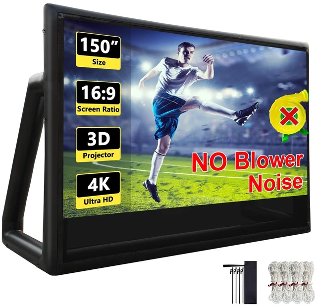Main image of Inflatable Outdoor Projector Screen 18FT (150 Inch) - Air-Tight No-Blower Design, Inflatable Outdoor Movie Screen Projection - TPU Waterproof Frame for Backyard, Camping, Party (Excluding air Pump)