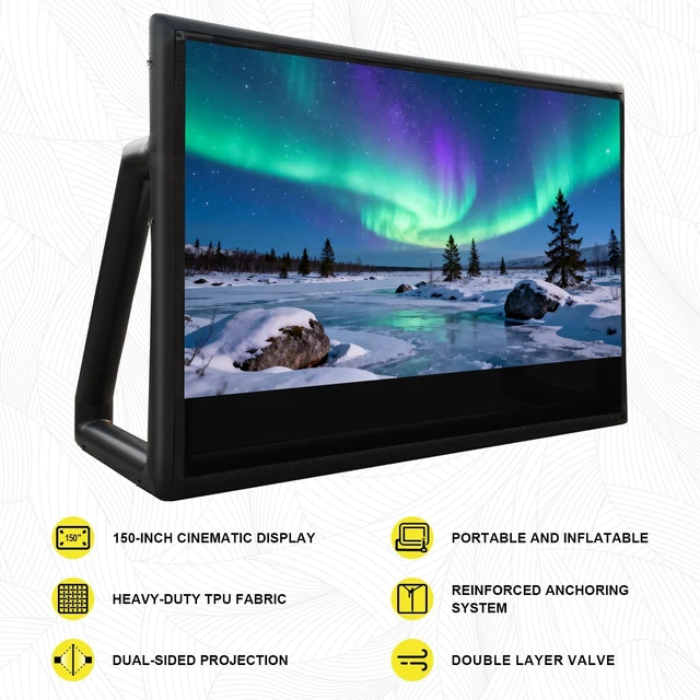 Alt view image 4 of 5 - Inflatable Outdoor Projector Screen 18FT (150 Inch) - Air-Tight No-Blower Design, Inflatable Outdoor Movie Screen Projection - TPU Waterproof Frame for Backyard, Camping, Party (Excluding air Pump)