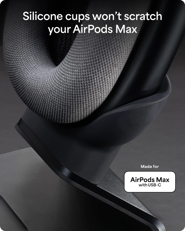Alt view image 5 of 5 - Mophie Max Dual Charging Stand for AirPods Max Headphones Auto Sleep Mode