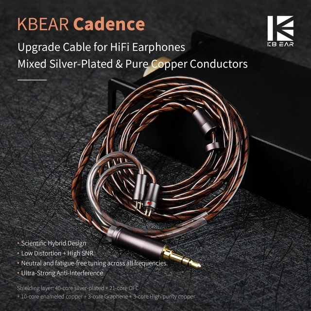 Alt view image 2 of 5 - KBEAR Cadence IEMs Cable, 6N High-Purity Copper Silver-Plated HiFi Headphone Cable, Ultra-Strong Anti-Interference, Three-Frequency Balance, 3.5/4.4mm Plug Optional, 3.94ft/120cm (Bronze, MMCX 3.5MM)