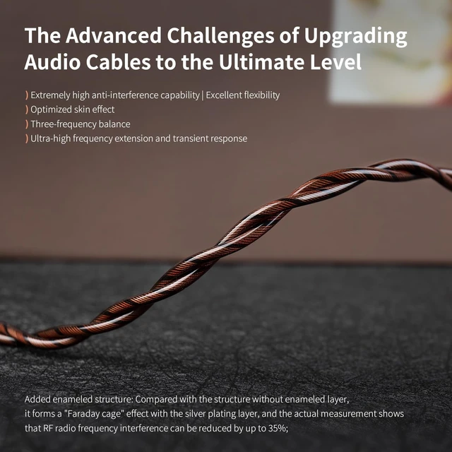 Alt view image 5 of 5 - KBEAR Cadence IEMs Cable, 6N High-Purity Copper Silver-Plated HiFi Headphone Cable, Ultra-Strong Anti-Interference, Three-Frequency Balance, 3.5/4.4mm Plug Optional, 3.94ft/120cm (Bronze, MMCX 3.5MM)