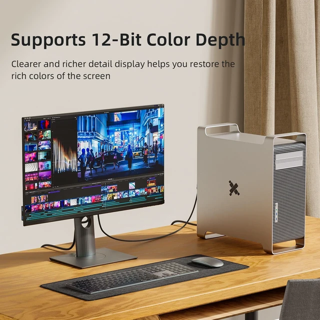 Alt view image 3 of 5 - NEXHYPE Active DisplayPort to HDMI Adapter (8K@60Hz, 4K@240Hz) Uni-Directional DP 1.4 to HDMI 2.1 Converter, Male to Female DP to HDMI Adapter Compatible with Desktops, Monitors