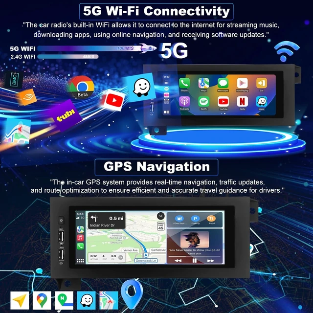 Alt view image 4 of 5 - 5GWifi Upgrade Car Radio For Dodge Ram 1500/2500/3500 1994-2002, Jeep Wrangler 1997-2002, Grand Cherokee 1996-1998 Cherokee 1997-2001 Chrysler Touch Screen Stereo Carplay Android Auto GPS Fast Charger