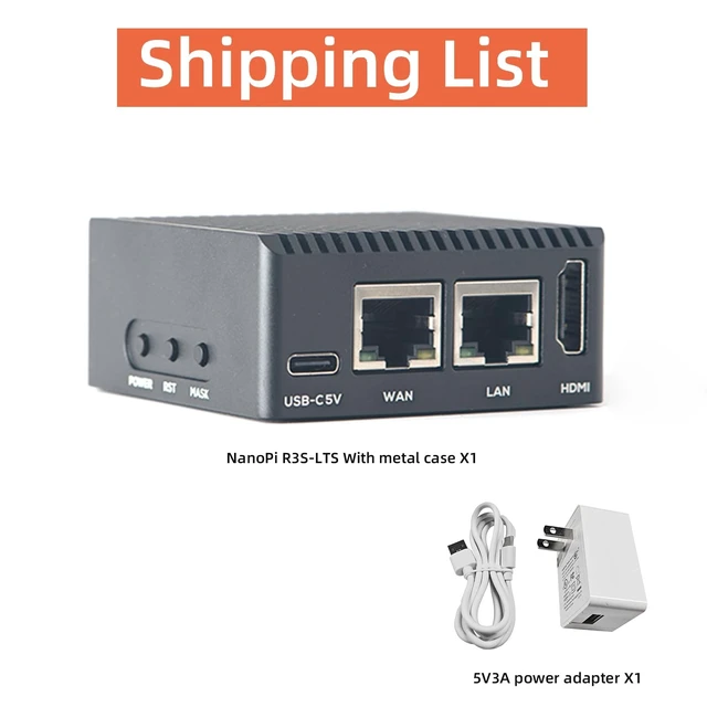 Alt view image 2 of 5 - NanoPi R3S-LTS RK3566 Dual GbE 2GB RAM 4K HD MI Output USB 3.0 - Perfect for Home Server/Network Storage/Soft Router (Metal Case Kit with Power,2GB RAM + 0GB eMMC)