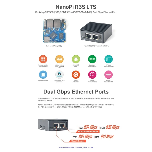 Alt view image 3 of 5 - NanoPi R3S-LTS RK3566 Dual GbE 2GB RAM 4K HD MI Output USB 3.0 - Perfect for Home Server/Network Storage/Soft Router (Metal Case Kit with Power,2GB RAM + 0GB eMMC)