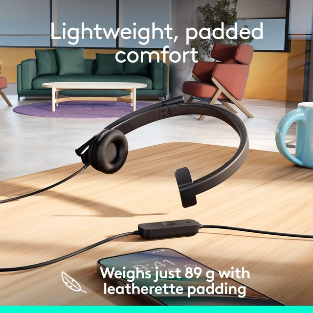 Alt view image 5 of 5 - Logitech H570e USB Headset with Microphone, PC and Mac - Black