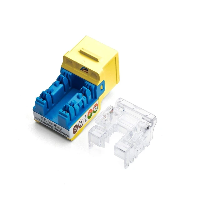 Alt view image 2 of 5 - TRUE CABLE Cat6 Keystone Jack, Unshielded (UTP), 90 Degree Punch-Down, PoE++ (4PPoE) 100W, UL Listed, ETL Verified, ANSI/TIA Certified, Modular RJ45 Female, Yellow, 12 Pack