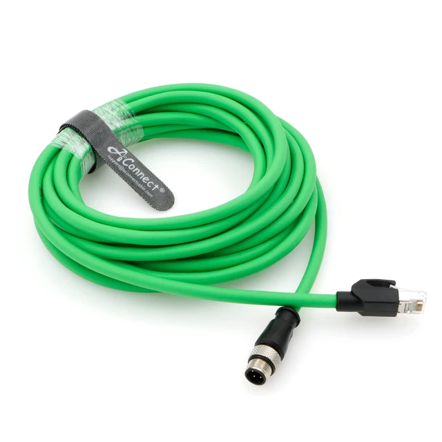 Alt view image 5 of 5 - AConnect M12 4 Position D-Coded Connector to RJ45 Cat5e Ethernet Cable Assembly Waterproof Portable 16.5Ft/5M