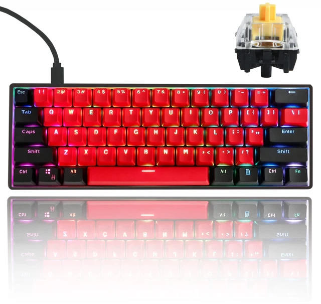 Main image of GTSP Gk61 SK61 60% Mechanical Keyboard, Custom Hot Swappable 60 Percent Gaming Keyboard with RGB Backlit, NKRO, Water-Resistant, Type-C Cable for Win/PC/Mac (Gateron Optical Yellow, Milan)