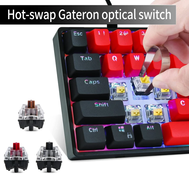 Alt view image 3 of 5 - GTSP Gk61 SK61 60% Mechanical Keyboard, Custom Hot Swappable 60 Percent Gaming Keyboard with RGB Backlit, NKRO, Water-Resistant, Type-C Cable for Win/PC/Mac (Gateron Optical Yellow, Milan)