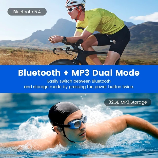 Alt view image 4 of 5 - KESIEME Swimming Headphones,IPX8 Waterproof Bone Conduction Headphones with 32GB Built-in Memory,Underwater Earphones for Swimming,Bluetooth 5.4 Open-Ear Sport Earbuds for Running, Cycling