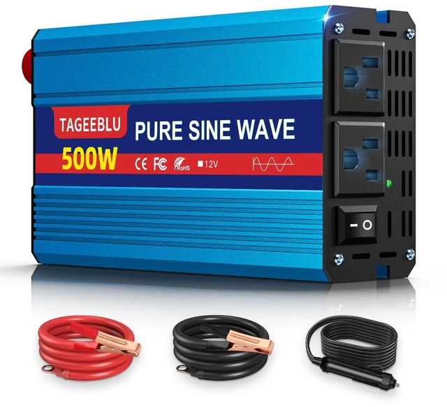 Main image of 500W Pure Sine Wave Power Inverter 12V DC to 110V 120V AC for Vehicles
