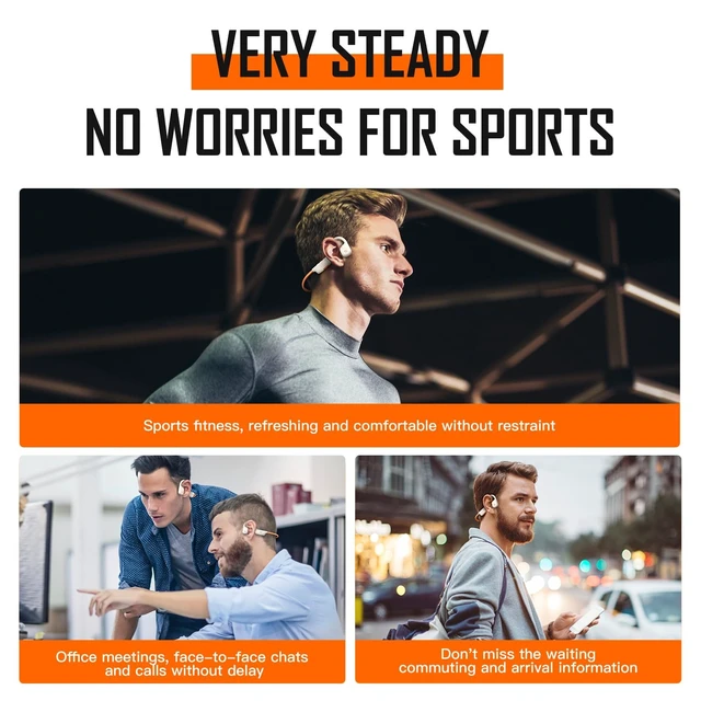 Alt view image 4 of 5 - Lyivs Lightweight Bone Conduction Headphones, Open-Ear Sports Headset with Noise-Reducing Mic, Sweatproof, 10H Playtime, Fast Charging, Secure Fit for Running Workout Fitness
