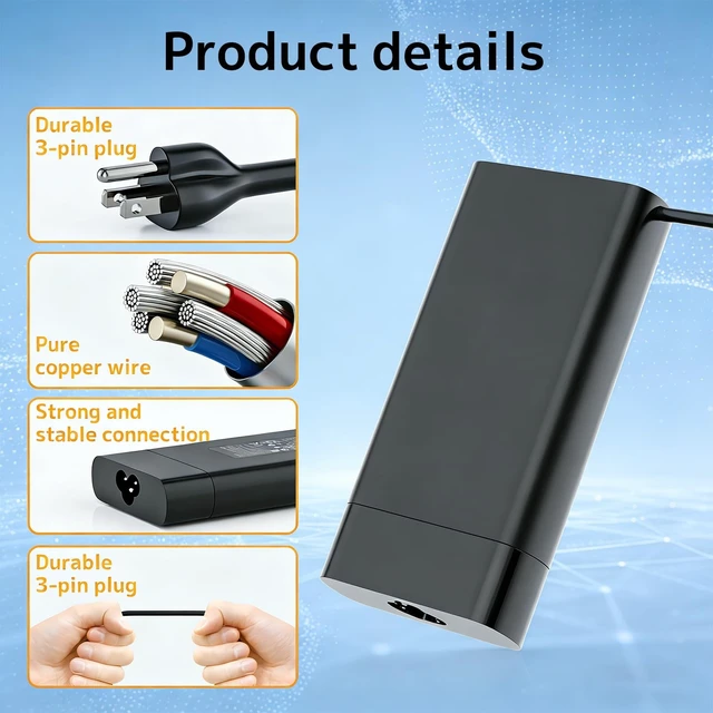 Alt view image 5 of 5 - 230W Charger Compatible with HP OMEN 15 16 Victus EliteBook Pavilion Laptop
