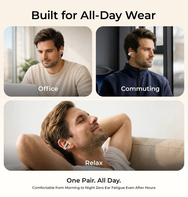 Alt view image 2 of 5 - LC-dolida Open-Ear Wireless Earbuds with Smart LED Display Case, Clip On Earbuds All-Day Comfort & Situational Awareness, Case Control for Volume, EQ, Music, Find My Earbuds & Camera, Silvery W